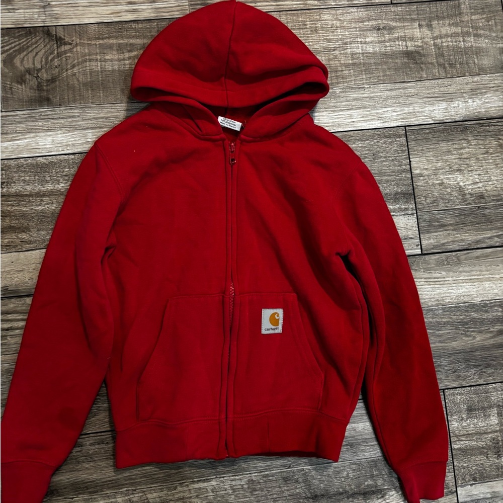 Carhartt Cherry Red Full-Zip Hoodie, Kid’s size 6/7 - Picture 1 of 6